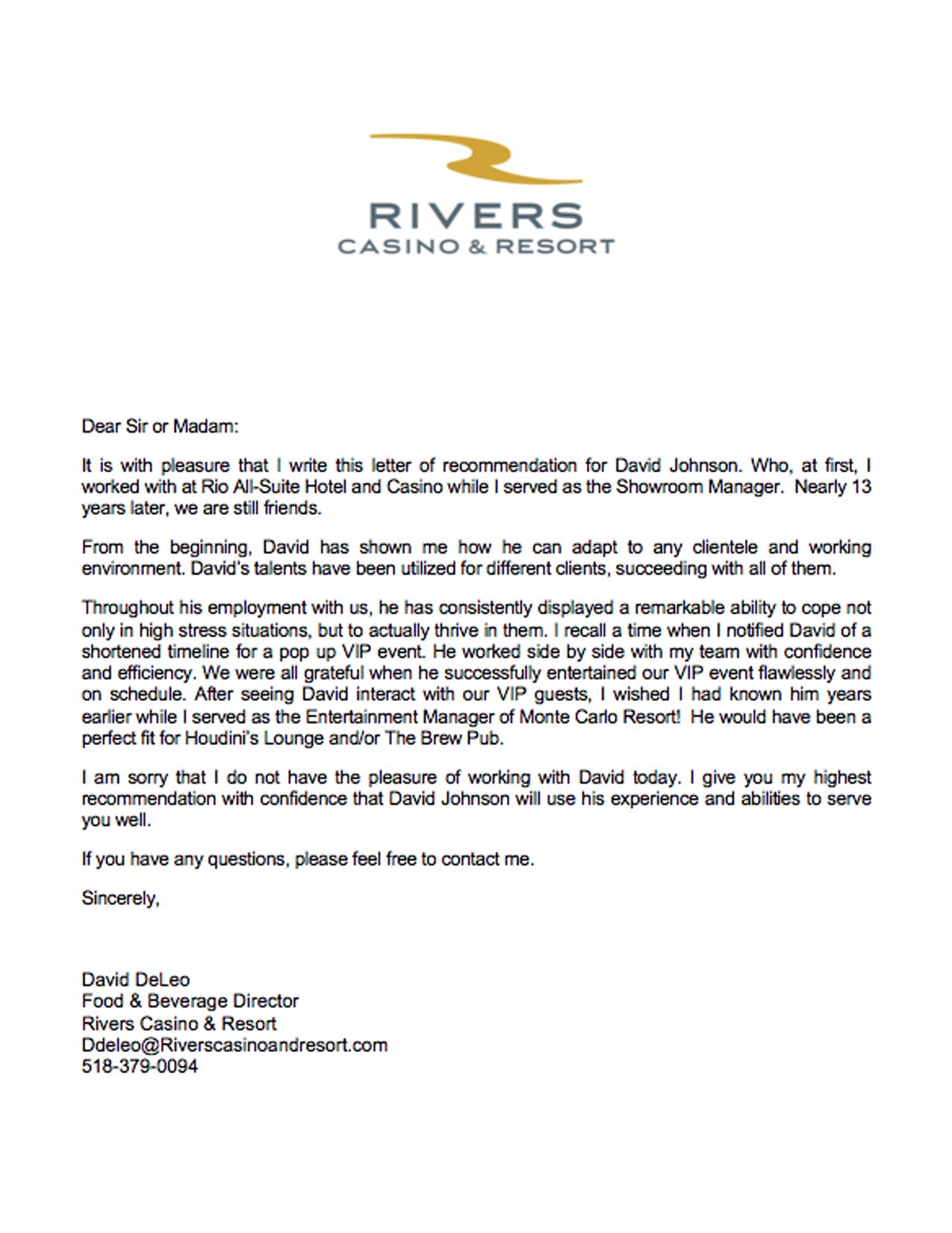 rivers letter